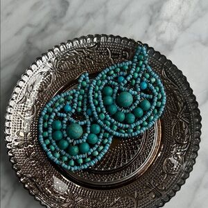Turquoise Beaded Statement Earrings